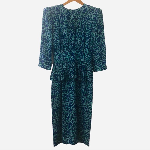 VTG Maggy London by Jeannene Booher women’s silk dress midi peplum waist size 4 - Picture 1 of 9